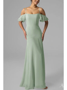 AW BRIDAL 2 XS sage green chiffon Roisin bridesmaid party maxi dress NEW 0b13